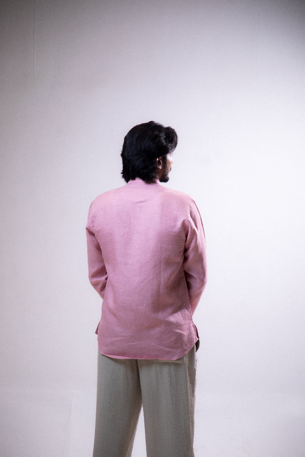 100% Linen Short Kurta Brandy Rose