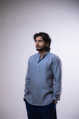 100% Linen Short Kurta Grey