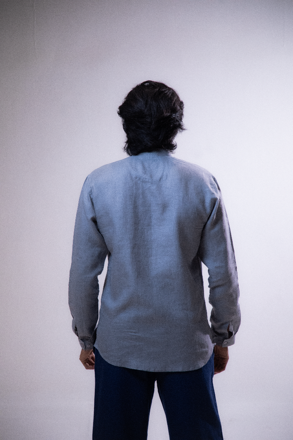 100% Linen Short Kurta Grey