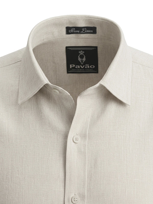100% Linen Sand Beige Shirt