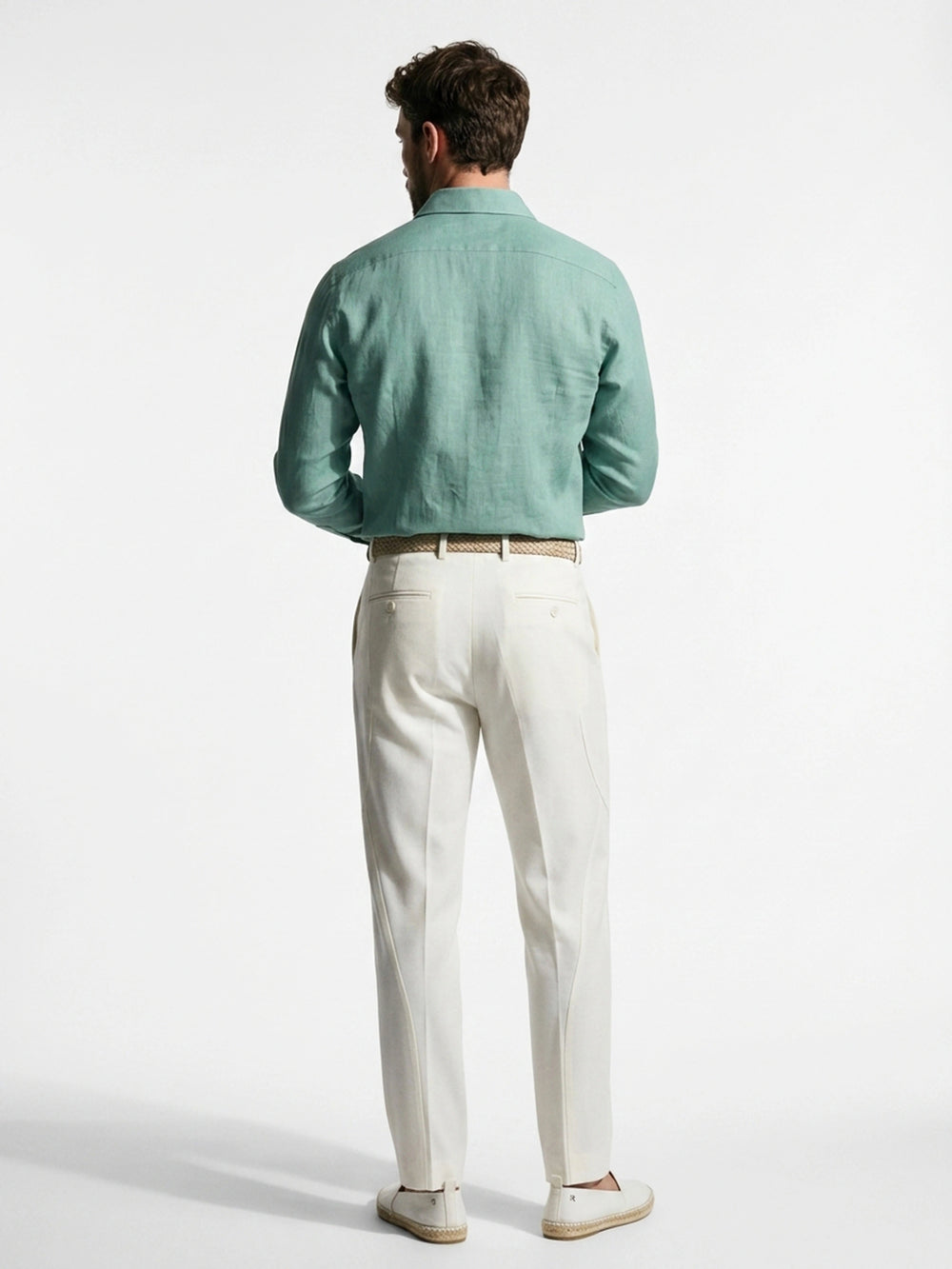Mint Linen Cut-Away Shirt