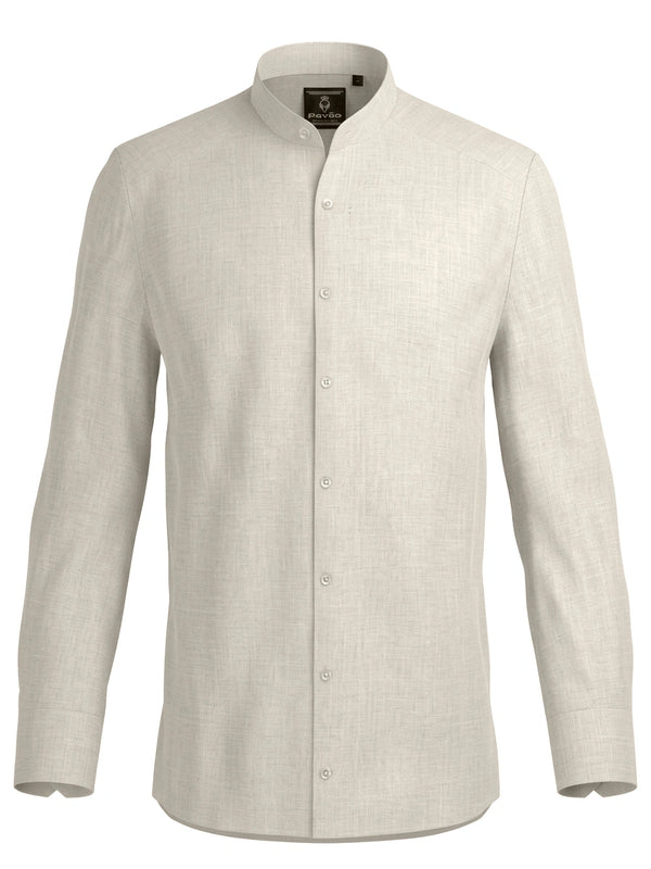 100% Linen Shirt Mandari Collar Sand Beige