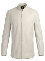 100% Linen Shirt Mandari Collar Sand Beige