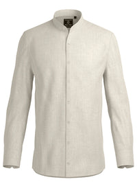 100% Linen Mandarin Collar Shirt Sand Beige