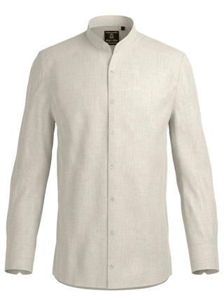 100% Linen Mandarin Collar Shirt Sand Beige