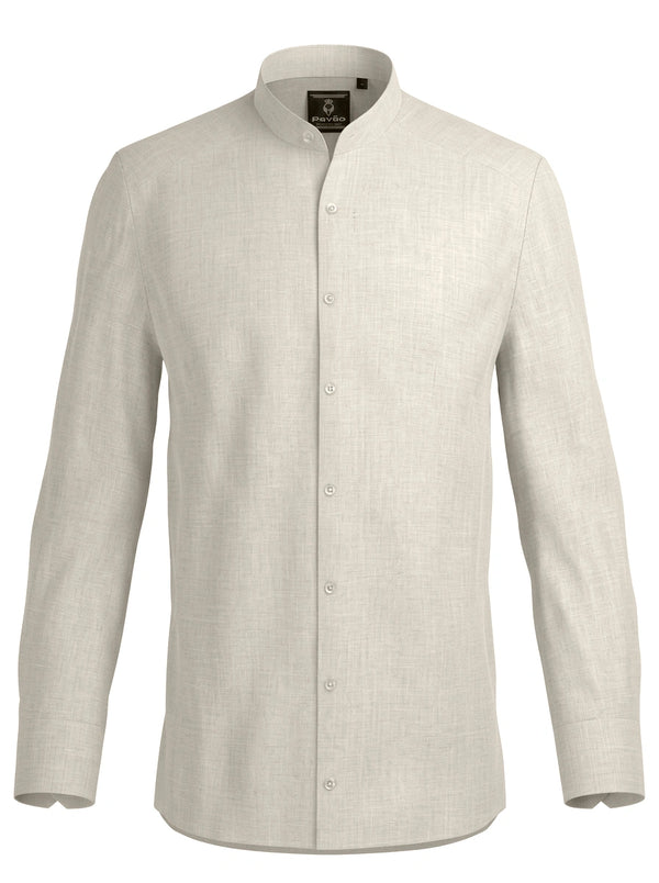 100% Linen Mandarin Collar Shirt Sand Beige