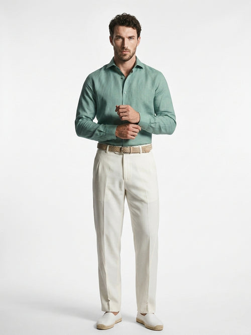 Mint Linen Cut-Away Shirt