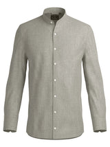 100% Linen Shirt Mandari Collar Camel Beige