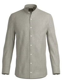 100% Linen Shirt Mandari Collar Camel Beige