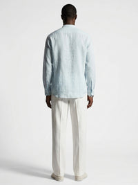 100% Linen Shirt Mandari Collar Sky Blue