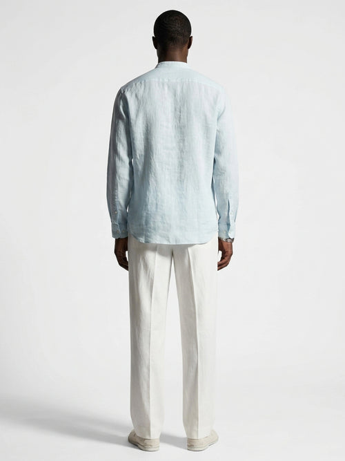 Sky Blue Linen Mandarin Shirt