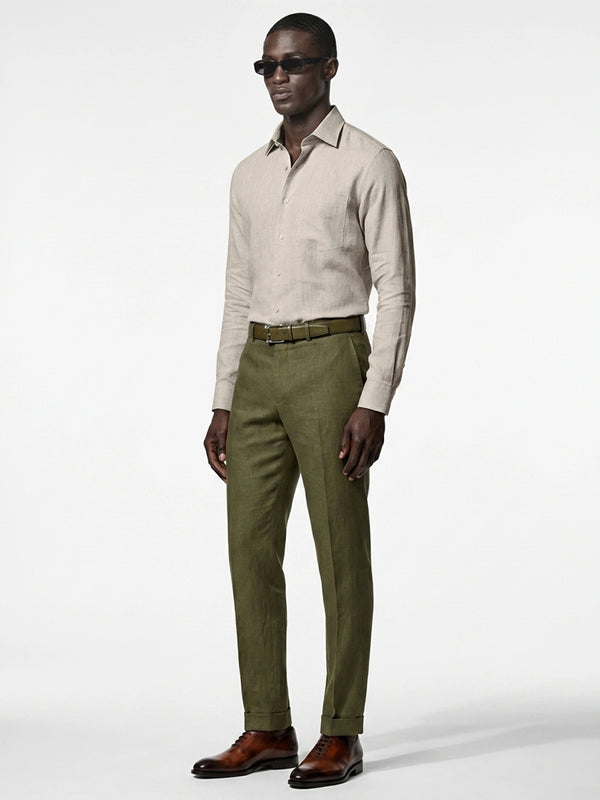 100% Linen Formal Shirt Camel Beige