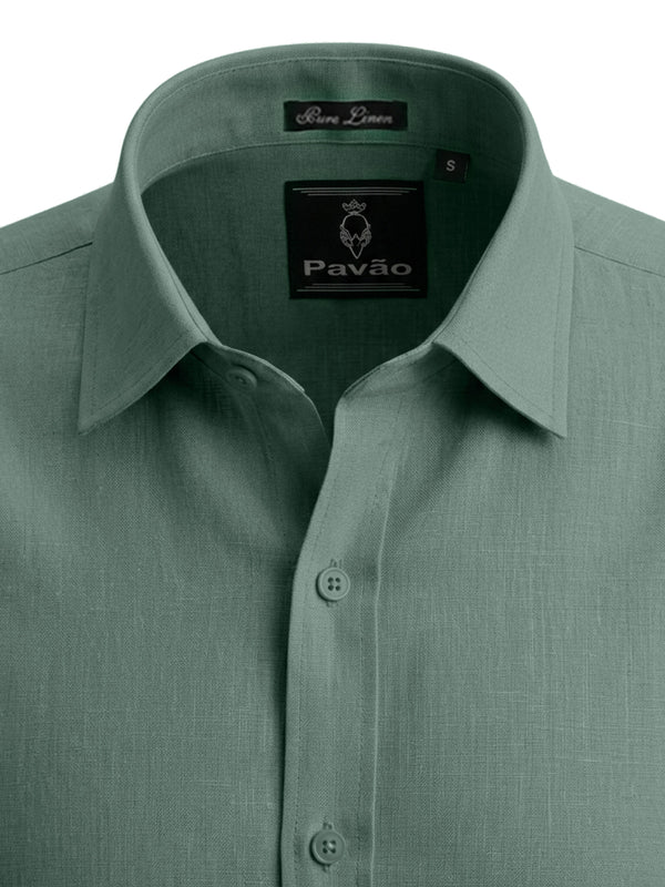 100% Linen Mint Green Shirt