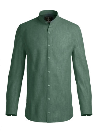 100% Linen Mandarin Collar Shirt Mint Green