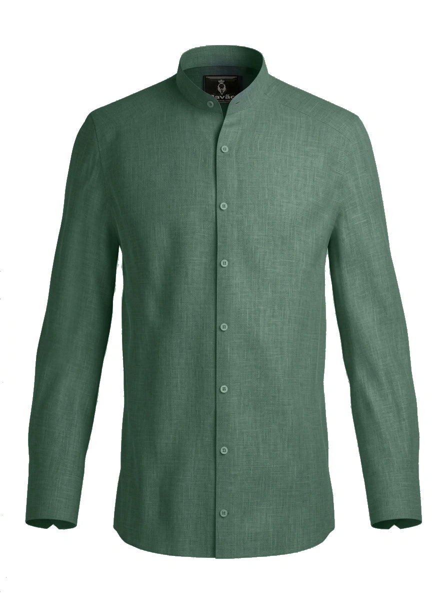 100% Linen Shirt Mandari Collar Mint Green