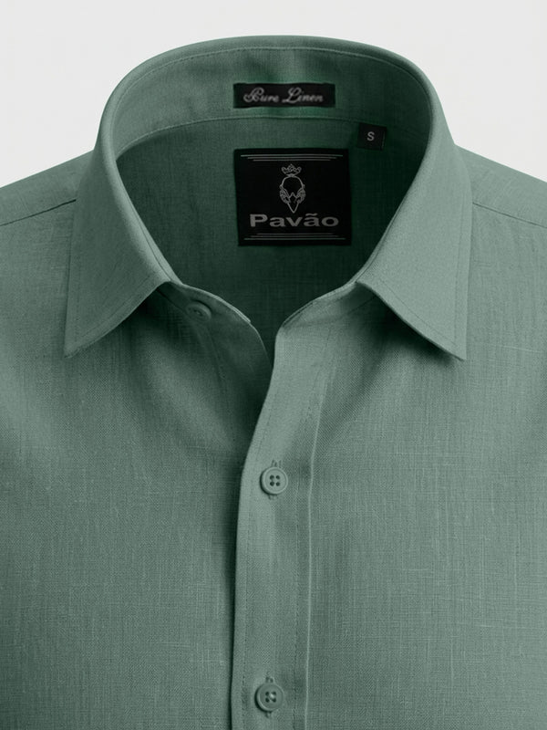 100% Linen Mint Green Shirt