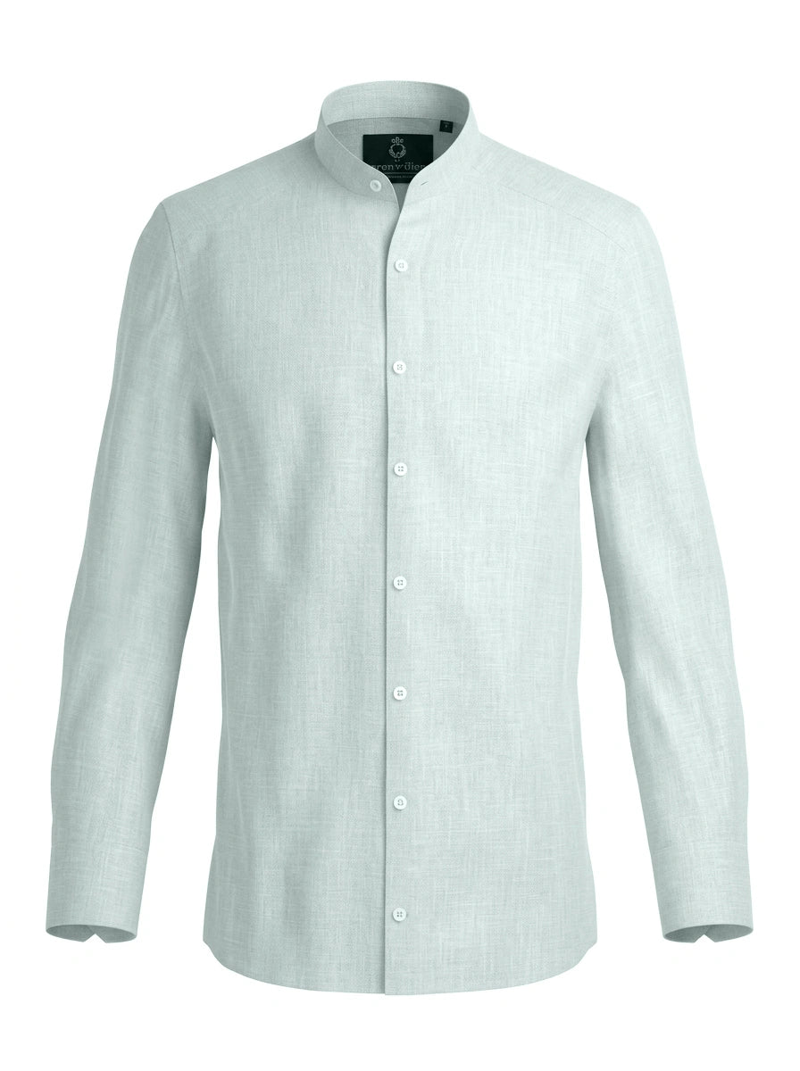100% Linen Shirt Mandari Collar Sky Blue
