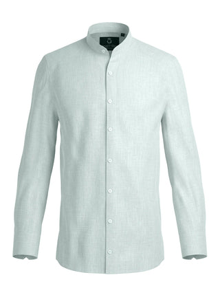 100% Linen Mandarin Collar Shirt Sky Blue