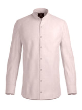 100% Linen Shirt Mandari Collar Baby Pink