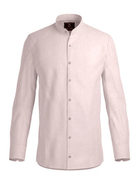 100% Linen Shirt Mandari Collar Baby Pink