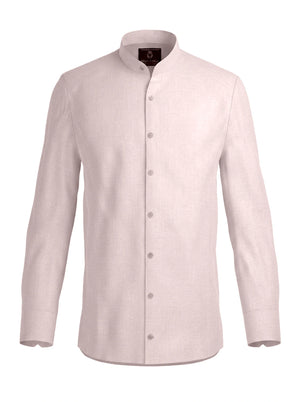 100% Linen Mandarin Collar Shirt Baby Pink