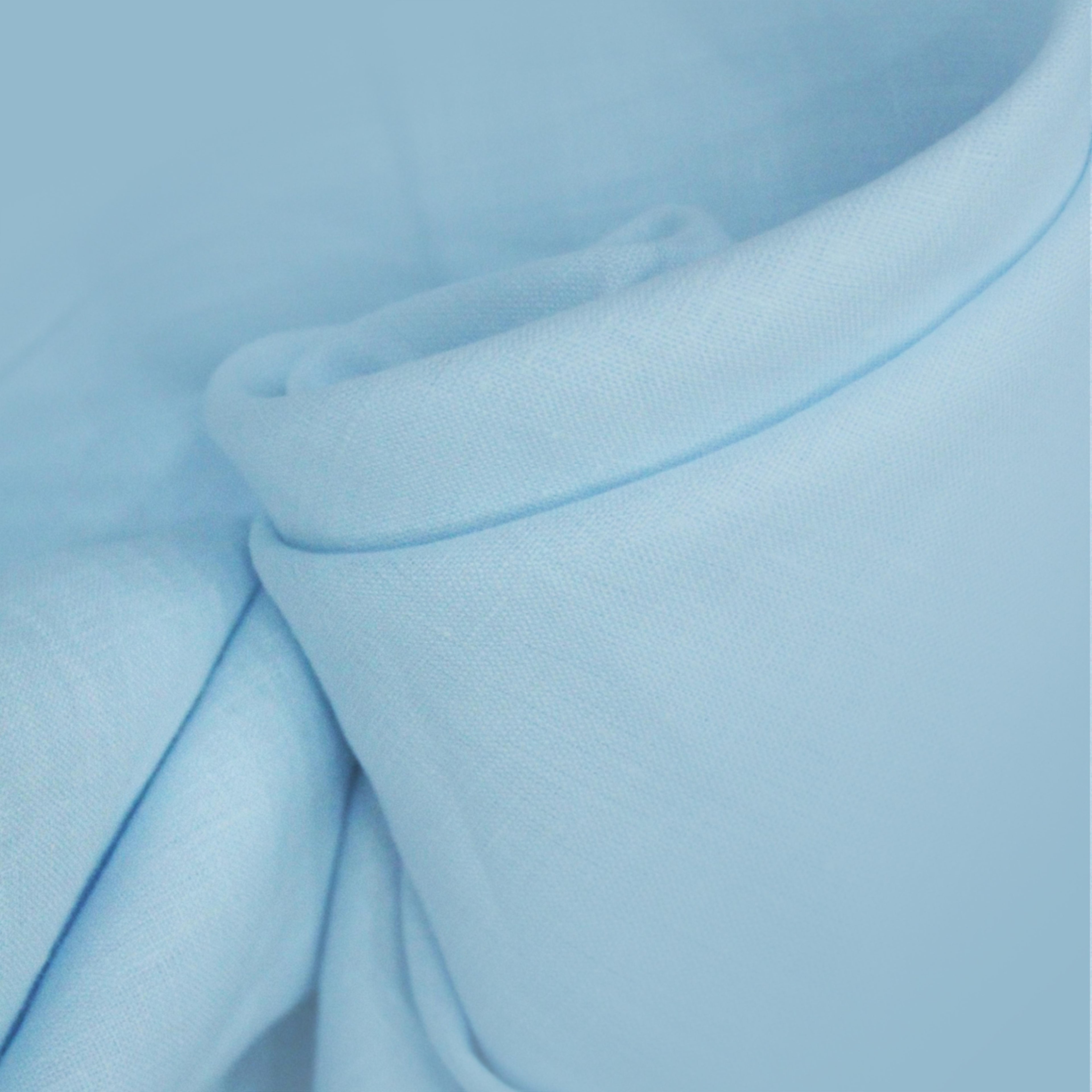 Long Collar Formal Linen Shirt With Pocket Light Blue