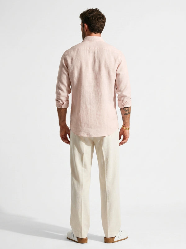Aero Luxe™ Linen Casual Shirt Blush Pink