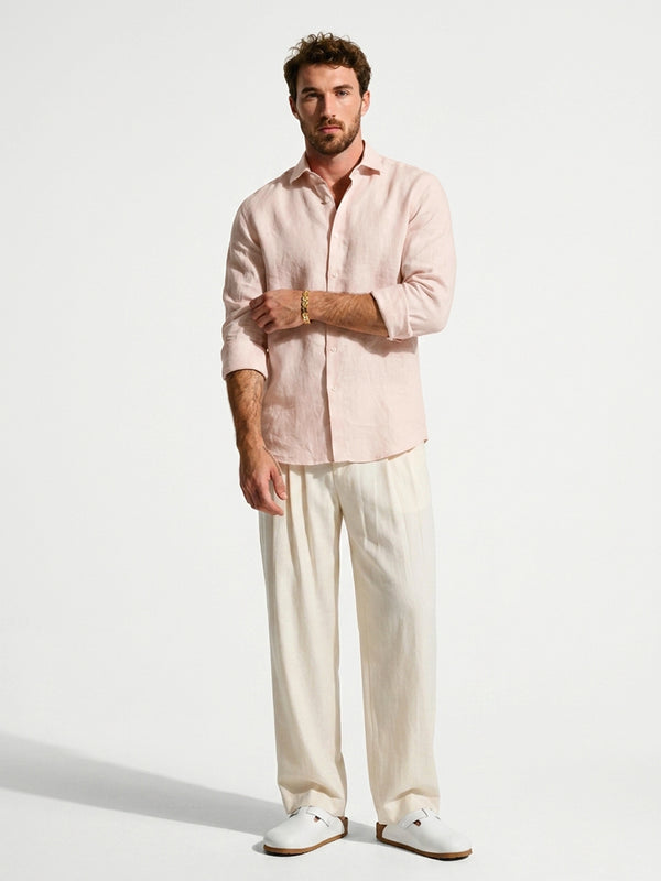 Aero Luxe™ Linen Casual Shirt Blush Pink