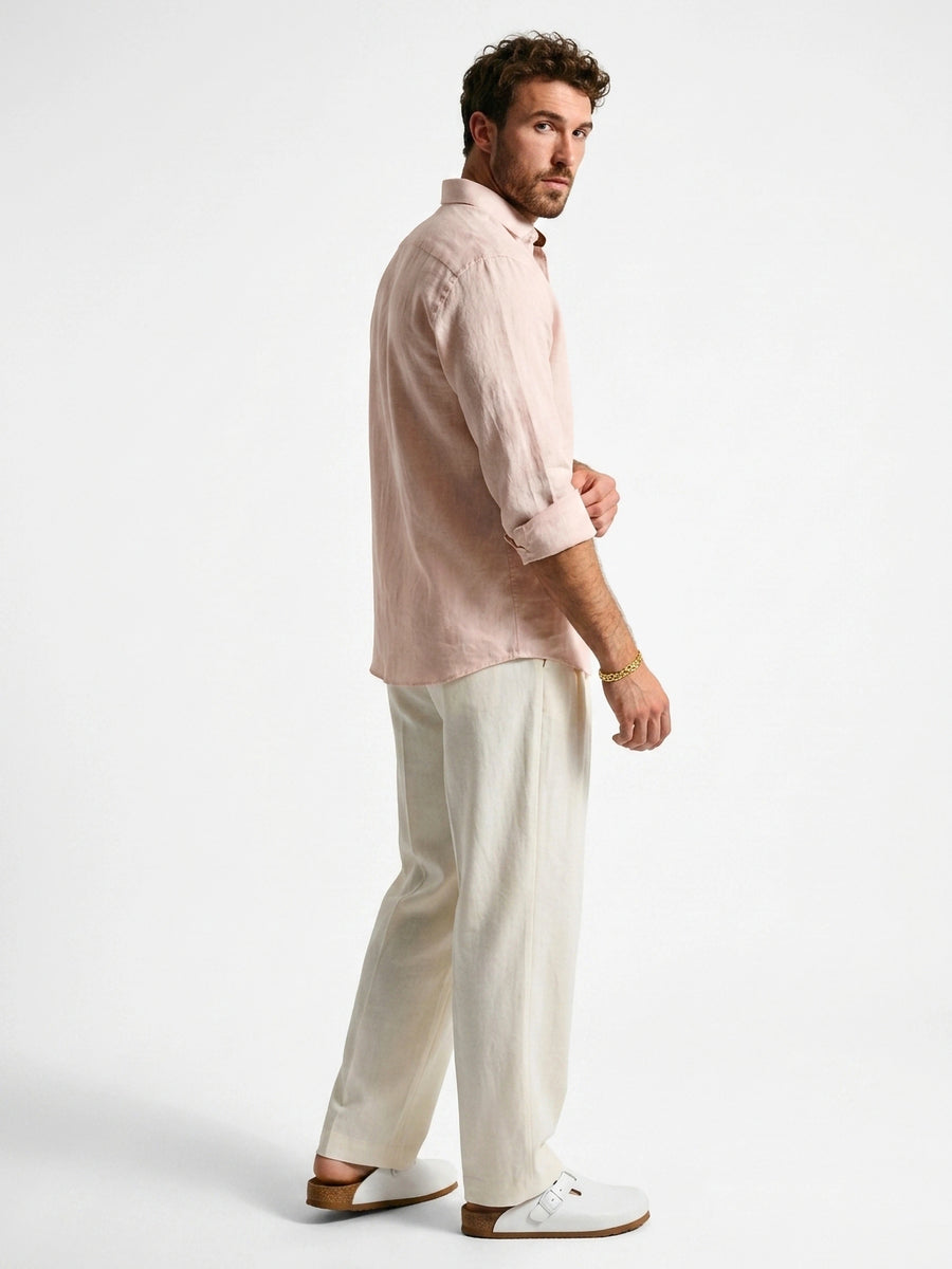 Aero Luxe™ Linen Casual Shirt Blush Pink