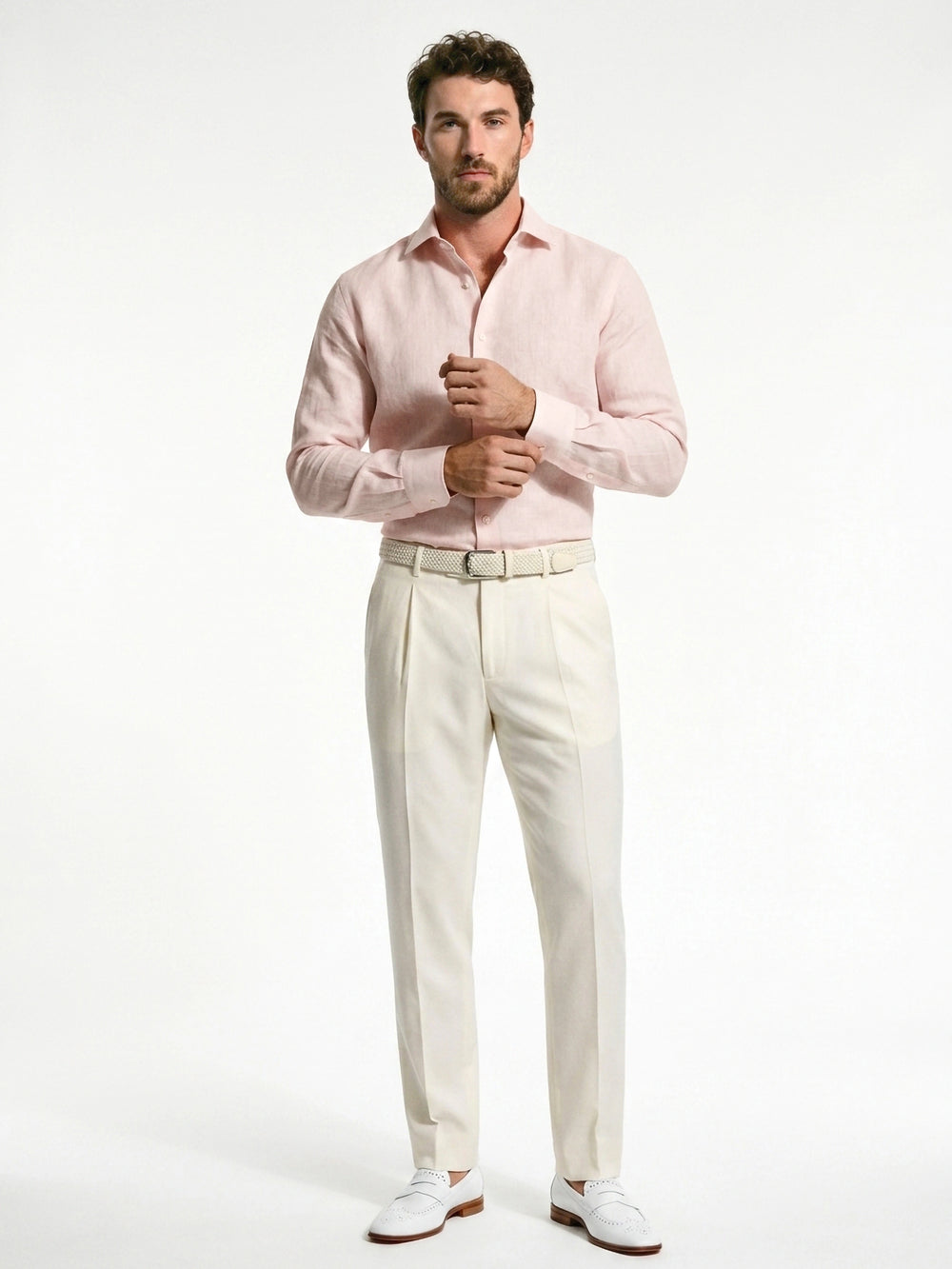 Blush Pink Linen Cut-Away Shirt