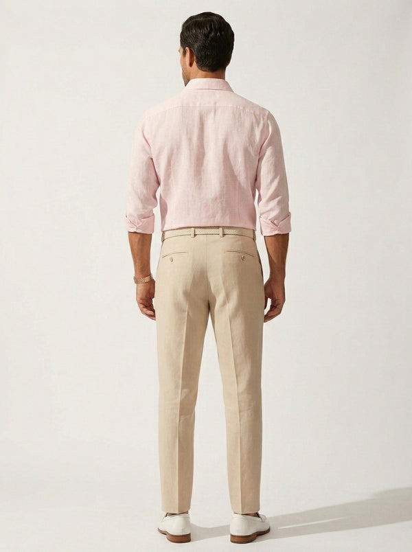 100% Linen Formal Shirt Blush Pink