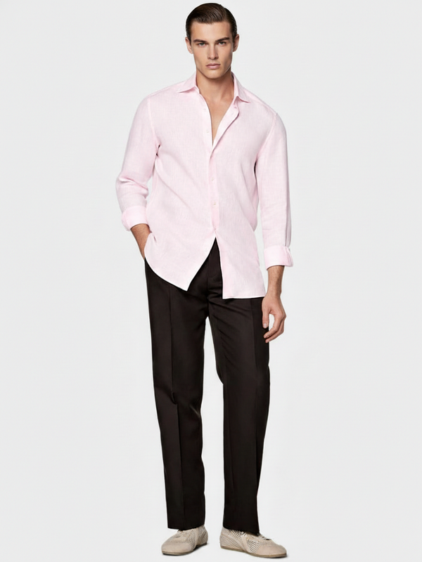 100% Linen Shirt Baby Pink