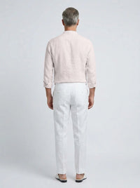 100% Linen Shirt Mandari Collar Baby Pink