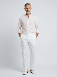 100% Linen Shirt Mandari Collar Baby Pink