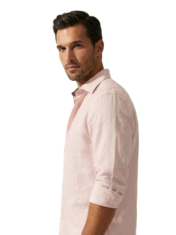 100% Linen Casual Shirt Blush Pink