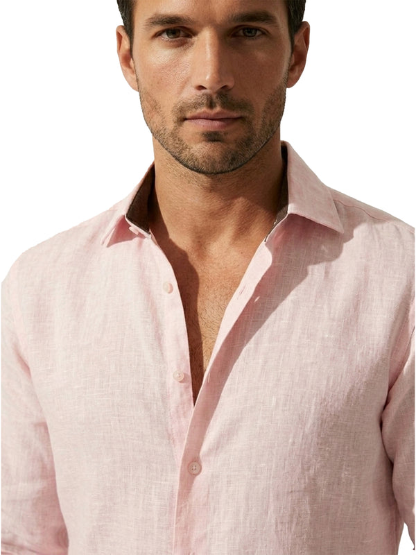 100% Linen Casual Shirt Blush Pink