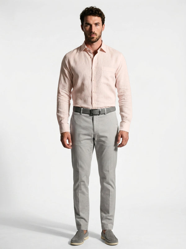 Blush Pink Linen Formal Shirt