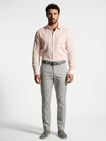 Blush Pink Linen Formal Shirt