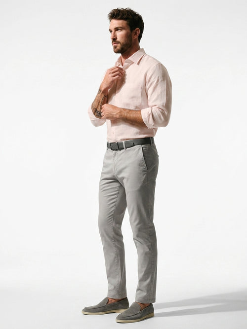 Blush Pink Linen Formal Shirt