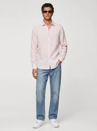 100% Linen Casual Shirt Blush Pink