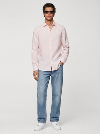 100% Linen Casual Shirt Blush Pink
