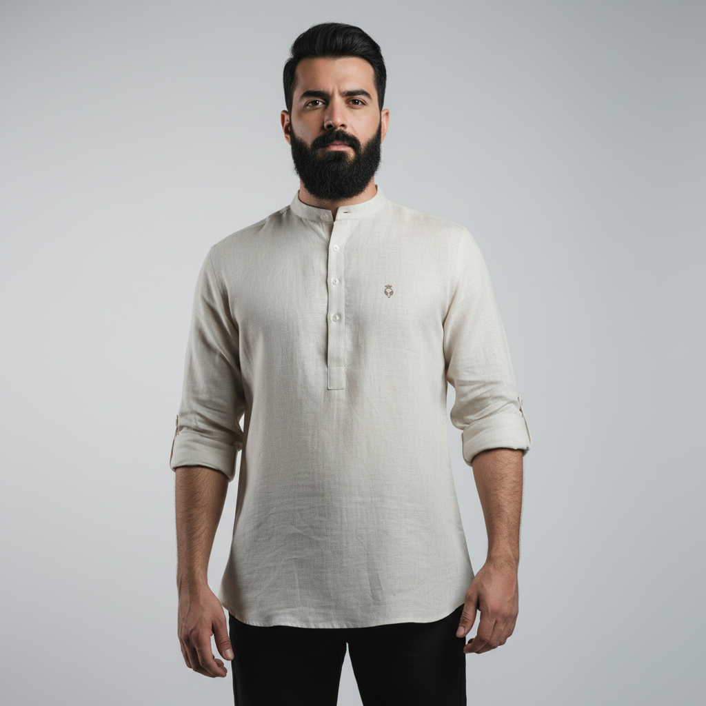 100% Linen Kurta Biege