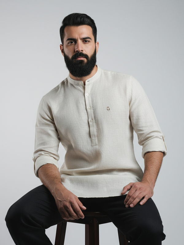100% Linen Kurta Biege