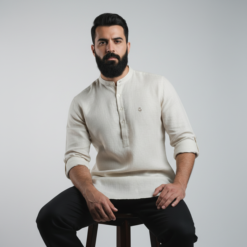 100% Linen Kurta Biege