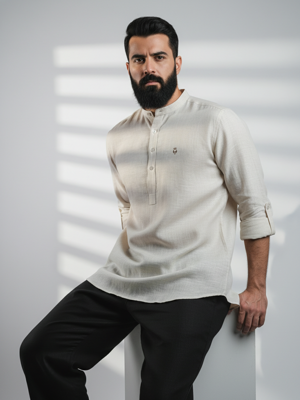 100% Linen Kurta Biege