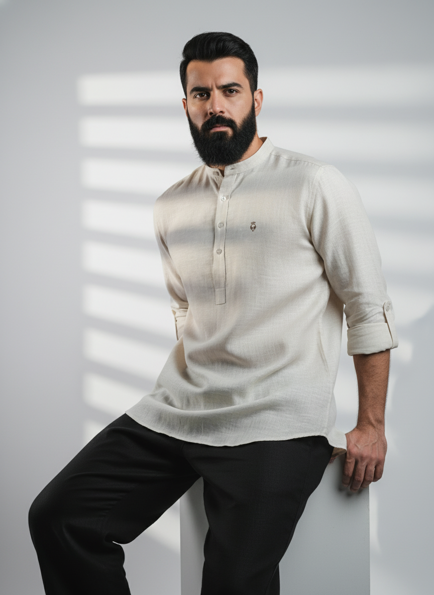100% Linen Kurta Biege