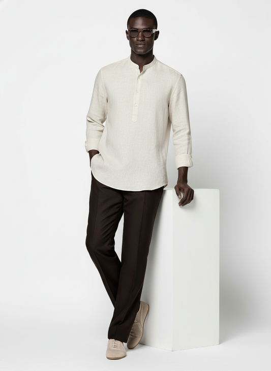 100% Linen Kurta Biege