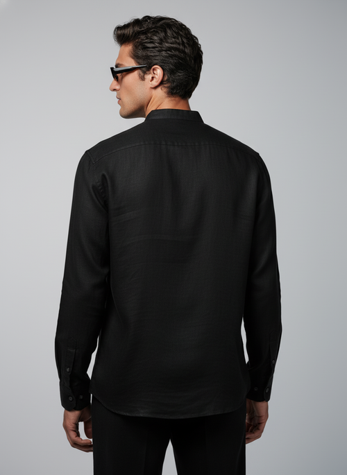 100% Linen Kurta Black