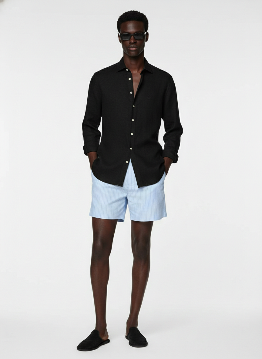 100% Linen Shirt Black