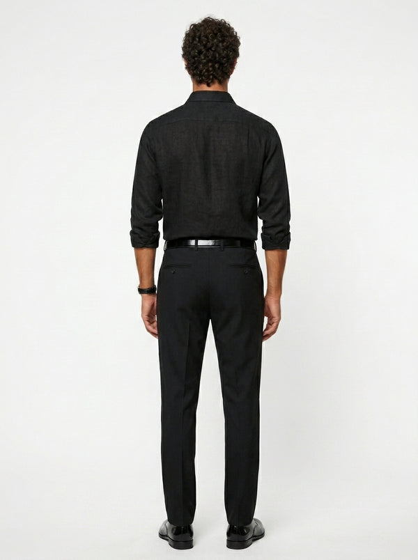 100% Linen Formal Shirt Jet Black